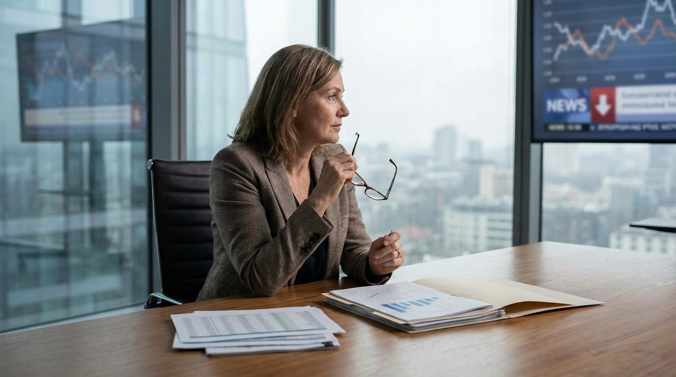 Business owner reviewing financial information during an election year